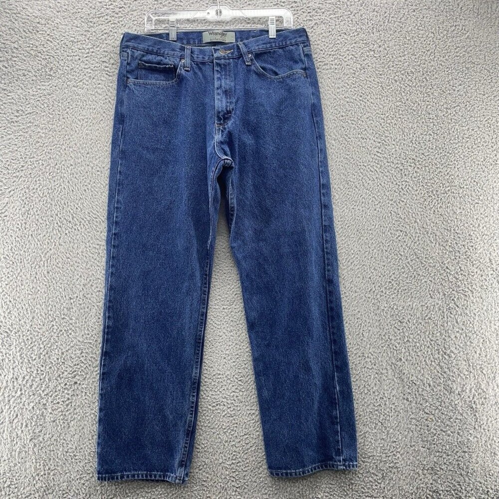 Wrangler Authenics Mens Jeans‎ 36x32 Denim Blue Straight 100% Cotton